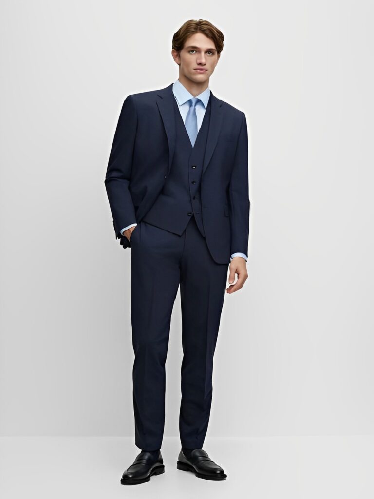 Γαμπριάτικο κοστούμι Boss σε σκούρο μπλε