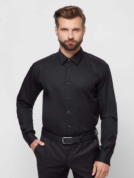Γαμπριάτικο πουκάμισο μαύρο Karl Langerfeld