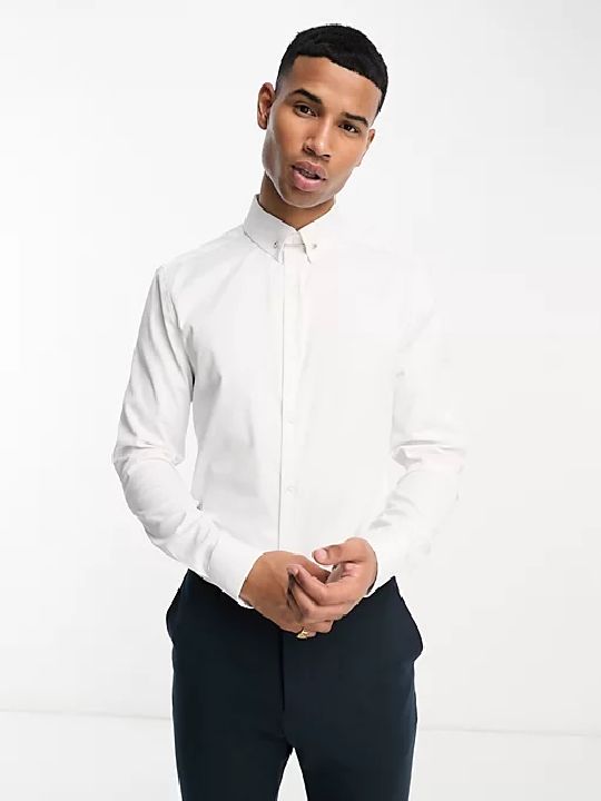 Λευκό πουκάμισο γαμπριάτικο Asos Design