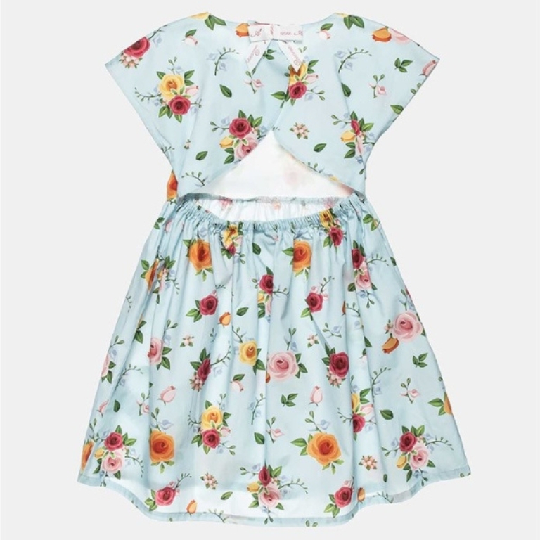 "Βρεφικό Φόρεμα Alouette με floral print και ανοιχτή πλάτη 12Μ για κορίτσι (Σιελ) "