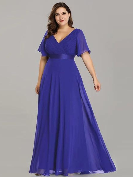Plus size κοντομάνικο φόρεμα σε μπλε