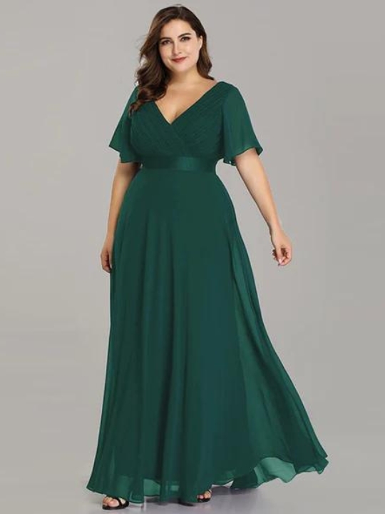 Plus size κοντομάνικο φόρεμα σε πράσινο