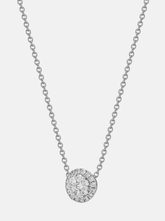 Γυναικείο Λευκόχρυσο κολιέ Κ18 με διαμάντια