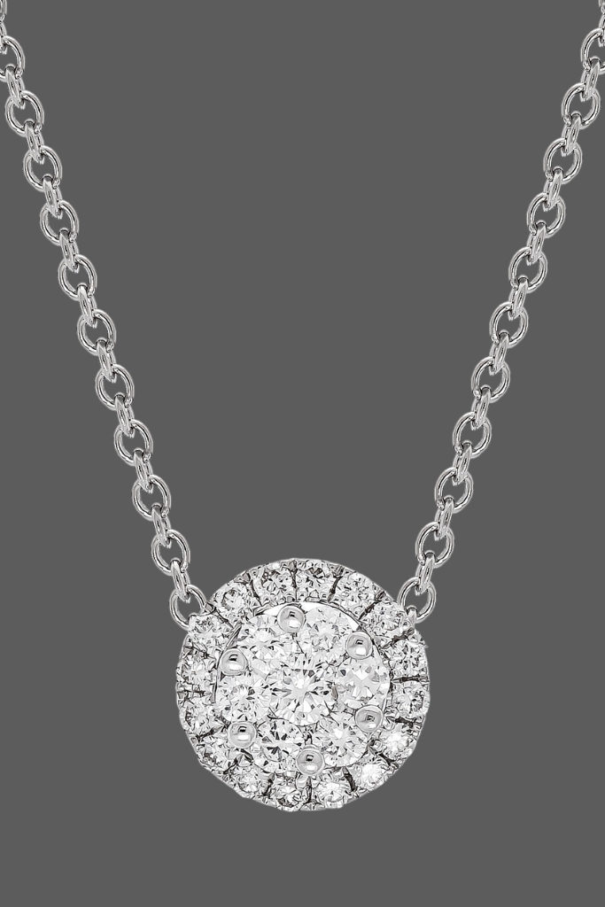 Γυναικείο Λευκόχρυσο κολιέ Κ18 με διαμάντια