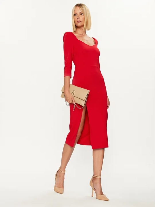 Στενό Midi φόρεμα Rinascimento σε κόκκινο