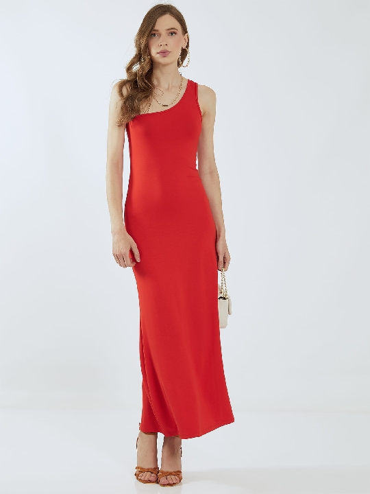 Φόρεμα με έναν ώμο σε κόκκινο χρώμα