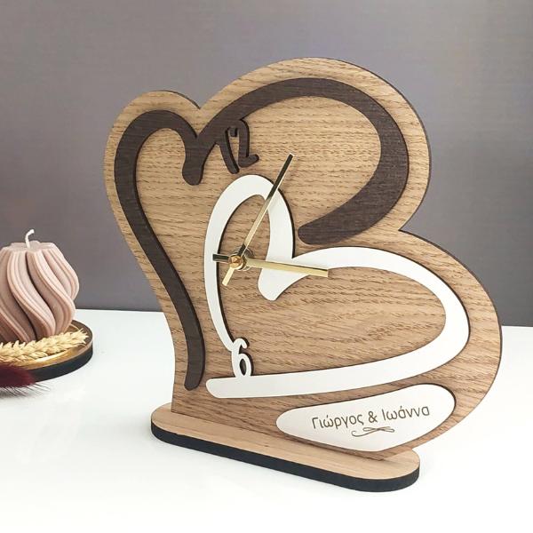 Επιτραπέζιο Ρολόι σε σχήμα καρδιάς για ερωτευμένους