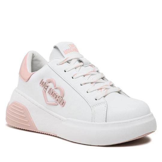 Love Moschino Sneakers σε λευκό και Ρόζ χρώμα