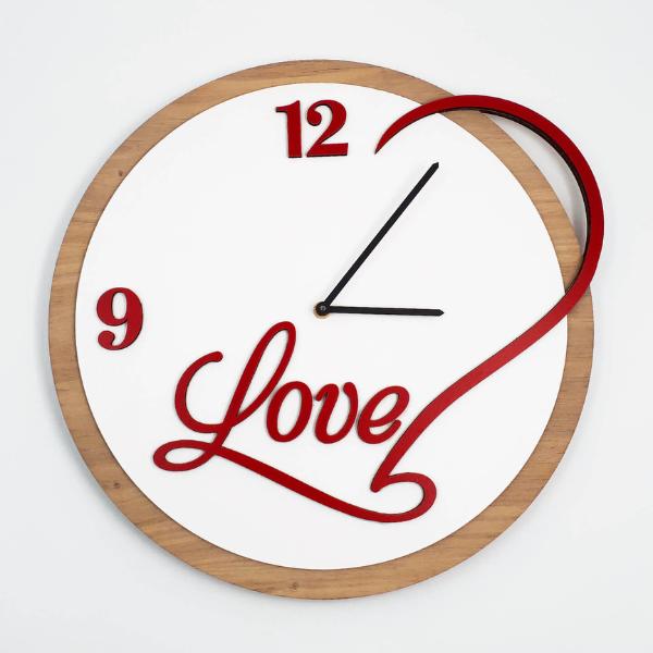 Ξύλινο Ρολόι τοίχου Love για τον Άγιο Βαλεντίνο