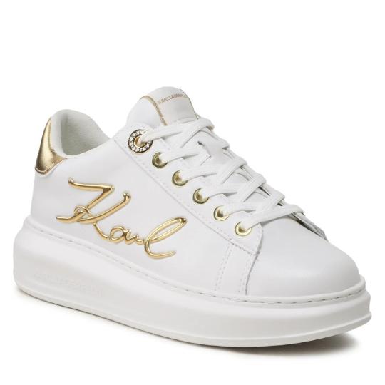 Λευκά Sneakers Karl Lagerfeld με χρυσό λογότυπο