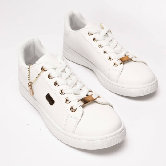 Νυφικά Sneakers με λουλούδια σε λευκό χρώμα