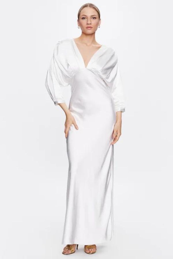 Λευκό Φόρεμα Γάμου με V Λαιμόκοψη