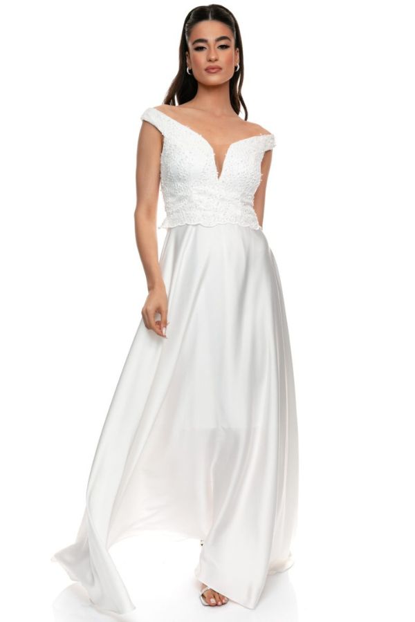 Maxi Λευκό Φόρεμα για Πολιτικό Γάμο