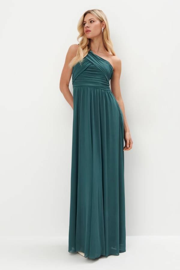 Maxi Ζέρσεϊ Φόρεμα για Γάμο σε Πράσινο Μέντα