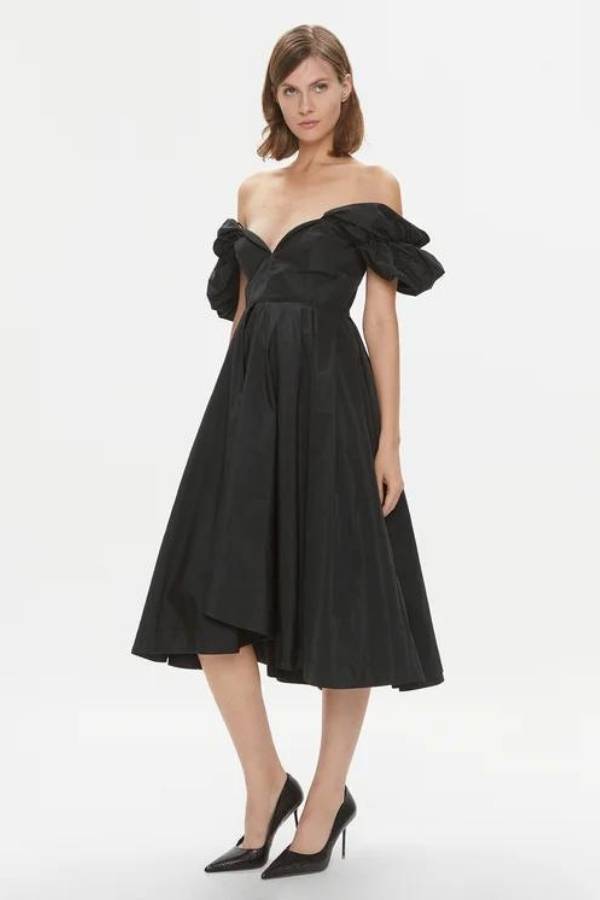 Επίσημο Midi Φόρεμα Pinko με Φερμουάρ σε Μάυρο